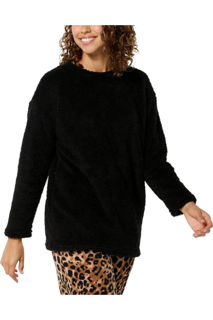 Comfort Code Women's Plush Knit Pullover Tunic Purple Black - Regular